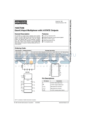74ACT258 datasheet - Quad 2-Input Multiplexer with 3-STATE Outputs