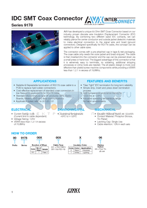 009178001001106 datasheet - IDC SMT Coax Connector