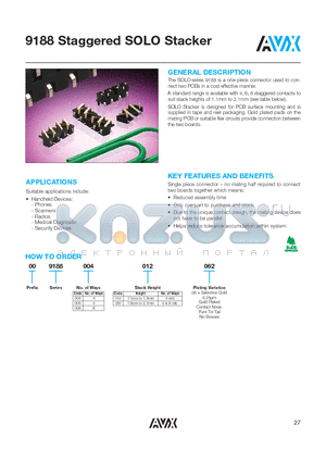 00918800401206 datasheet - 9188 Staggered SOLO Stacker