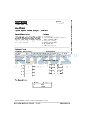 74ACT32PC datasheet - Quiet Series Quad 2-Input OR Gate