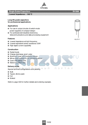 B41886A3228M00 datasheet - Single-Ended Capacitors Lowest Impedance