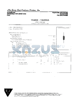 1N459 datasheet - LOW LEAKAGE DIFFUSED SILICON PLANAR DIODE