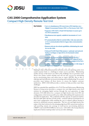 01-0109-0100 datasheet - CAS-2000 Comprehensive Application System