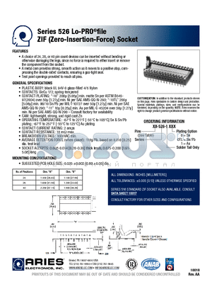 28-516-11 datasheet - Lo-PRO^file ZIF (Zero-Insertion-Force) Socket