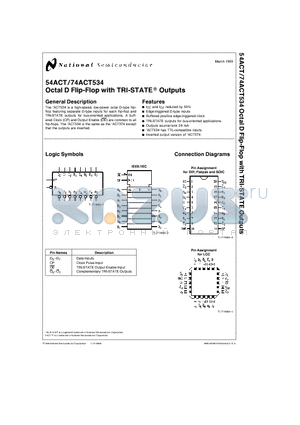 74ACT534 datasheet - Octal D Flip-Flop with TRI-STATE Outputs