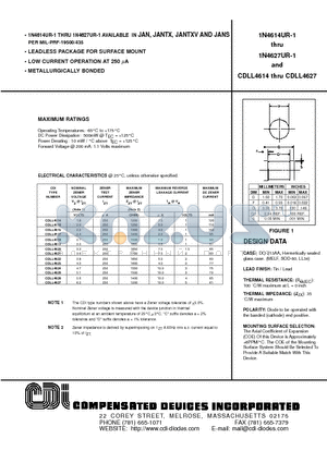 1N4614UR-1 datasheet - LEADLESS PACKAGE FOR SURFACE MOUNT