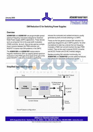 AS80M1800 datasheet - EMI Reduction IC for Switching Power Supplies