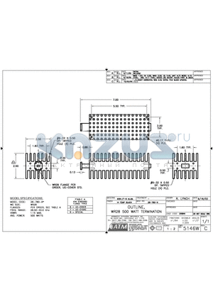 28-780-6 datasheet - OUTLINE, WR28 500 WATT TERMINATION