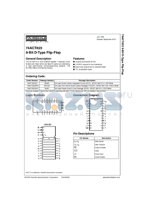 74ACT823 datasheet - 9-Bit D-Type Flip-Flop