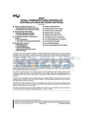 AS82527 datasheet - SERIAL COMMUNICATIONS CONTROLLER CONTROLLER AREA NETWORK PROTOCOL