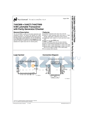 74ACT899QCX datasheet - 9-Bit Latchable Transceiver with Parity Generator/Checker