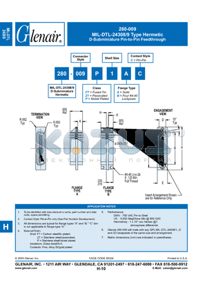 280-009 datasheet - D-Subminiature Pin-to-Pin Feedthrough