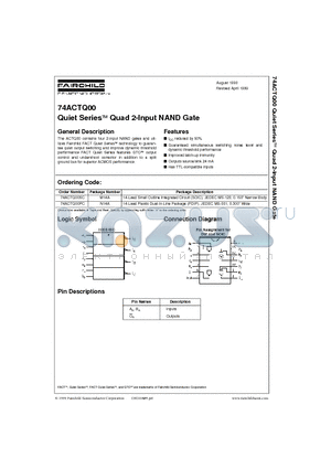 74ACTQ00SC datasheet - Quiet SeriesQuad 2-Input NAND Gate