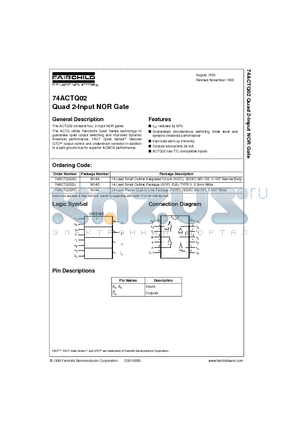 74ACTQ02 datasheet - Quad 2-Input NOR Gate