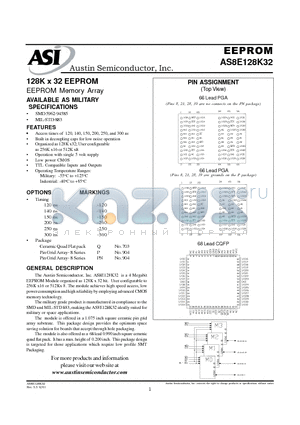 AS8E128K32 datasheet - 128K x 32 EEPROM Memory Array