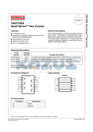 74ACTQ04SJ datasheet - Quiet Series Hex Inverter