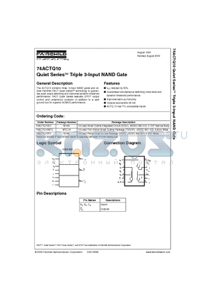 74ACTQ10PC datasheet - Quiet Series Triple 3-Input NAND Gate