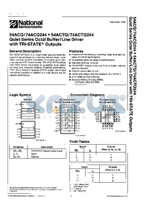 74ACTQ244L datasheet - Quiet Seres Octal Buffer/Line Driver with TRI-STATE Outputs