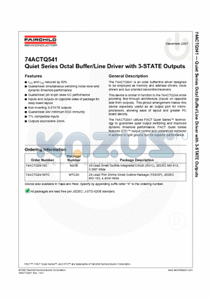 74ACTQ541SC datasheet - Quiet Series Octal Buffer/Line Driver with 3-STATE Outputs