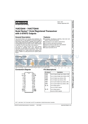 74ACTQ544 datasheet - Quiet Series Octal Registered Transceiver with 3-STATE Outputs