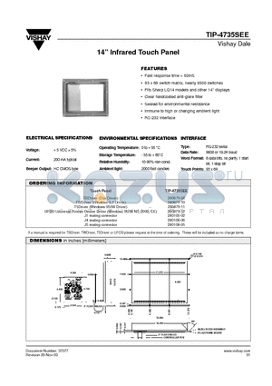 280108-05 datasheet - 14 Infrared Touch Panel