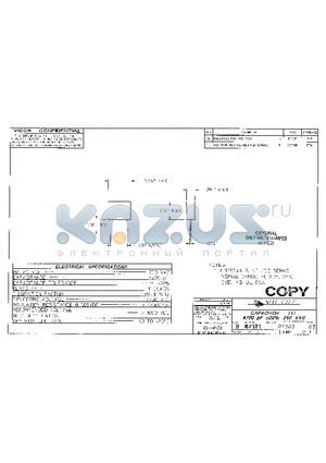 01000 datasheet - CAPACITOR - (Y) 4700 pF -20%, 250 VAC