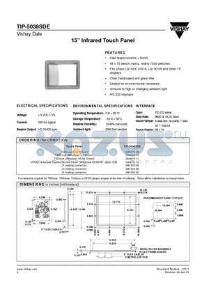 280108-05 datasheet - 15 Infrared Touch Panel