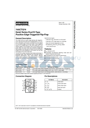 74ACTQ74 datasheet - Quiet Series Dual D-Type Positive Edge-Triggered Flip-Flop