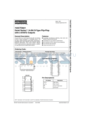 74ACTQ821 datasheet - Quiet Series 10-Bit D-Type Flip-Flop with 3-STATE Outputs