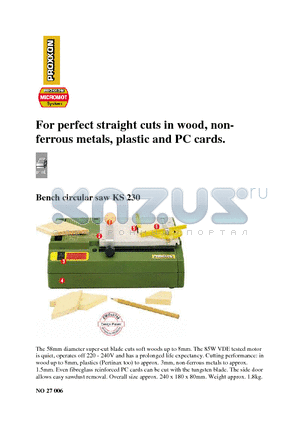 28012 datasheet - For perfect straight cuts in wood, non-ferrous metals, plastic and PC cards
