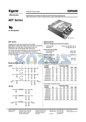 0100ADT6 datasheet - High Performance Filters for High Current Three Phase Applications