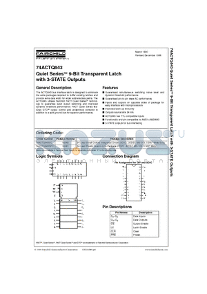 74ACTQ843 datasheet - Quiet Seriesa 9-Bit Transparent Latch with 3-STATE Outputs