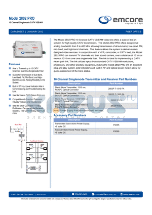 2802P-T-1310-FA datasheet - 10 Channel Singlemode CATV VSB/AM