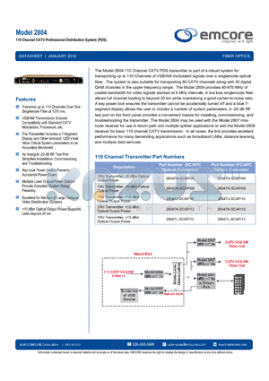 2804 datasheet - 110 Channel CATV Professional Distribution System (PDS)