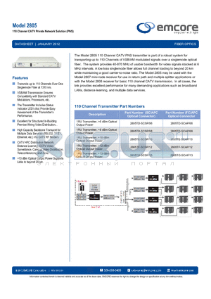 2805 datasheet - 110 Channel CATV Private Network Solution (PNS)