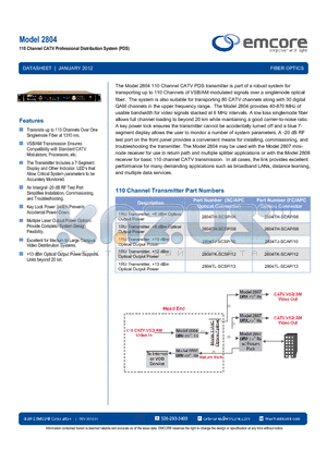 2804TK-SCSP/12 datasheet - 110 Channel CATV Professional Distribution System (PDS)