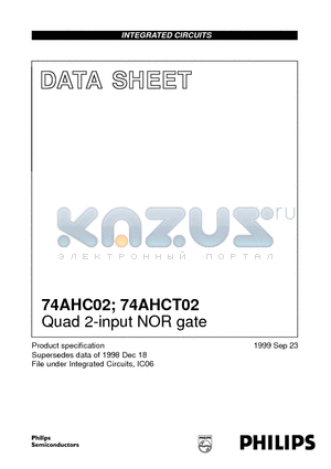 74AHC02D datasheet - Quad 2-input NOR gate