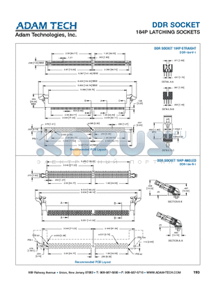 DDR-184-R-1 datasheet - DDR SOCKET 184P LATCHING SOCKETS