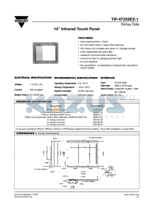 280879-08 datasheet - 14 Infrared Touch Panel