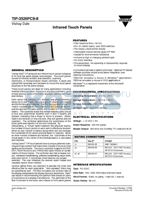 280879-10 datasheet - Infrared Touch Panels