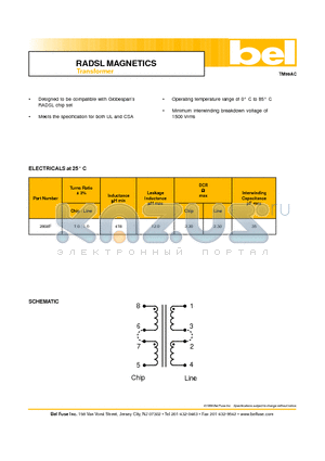 2808F datasheet - RADSL MAGNETICS Transformer