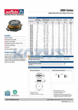 28102C datasheet - Bobbin Wound Surface Mount Inductors