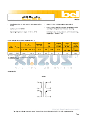 2810J datasheet - ADSL Magnetics GlobeSpan RADSL CPE