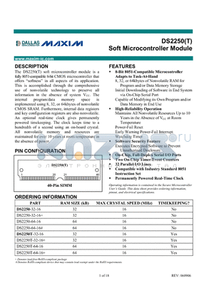 DDS2250T-64-16 datasheet - Soft Microcontroller Module