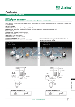 282001A datasheet - Fuseholders - For MicroTM Fuse Plug-In Fuses