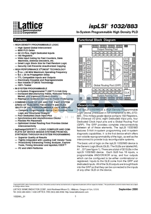 1032 datasheet - In-System Programmable High Density PLD