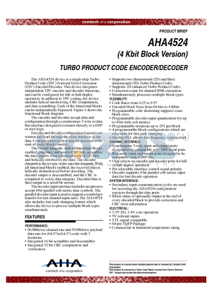 AHA4524A-031PTC datasheet - TURBO PRODUCT CODE ENCODER/DECODER