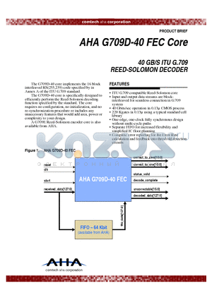 AHAG709D-40FEC datasheet - 40 GB/S ITU G.709 REED-SOLOMON DECODER