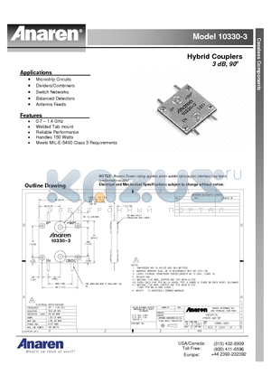 10330-3 datasheet - Hybrid Couplers