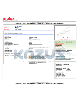 01101-0065 datasheet - Hand Crimper